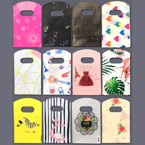 50Pcs Small Plastic Bag Heart Handle Plastic Gift Bag Jewelry Packaging Bag