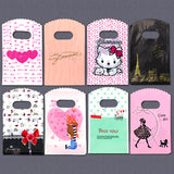 50Pcs Small Plastic Bag Heart Handle Plastic Gift Bag Jewelry Packaging Bag