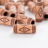 50Pcs Wood Tube Beads Charm Stripe Pattern DIY Jewelry Making Bracelet