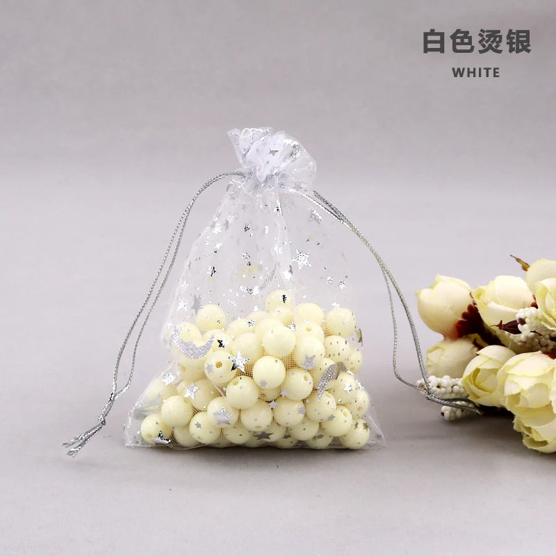 50Pcs Navy Organza Bags 7x9 9x12cm Drawstring Pouch Gift Bag