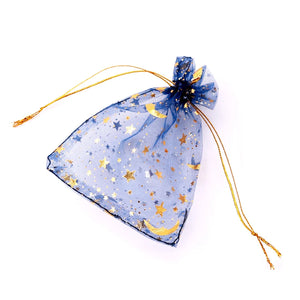 50Pcs Navy Organza Bags 7x9 9x12cm Drawstring Pouch Gift Bag