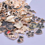 50Pcs/Lot Random Enamel Animal Sakura Flower Butterfly Leaf Charms