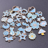 50Pcs Random Mix Enamel Charms Flower Heart Leaf Animal Cat Food Pendant