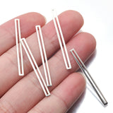 50Pcs Raw Brass Silver Plated Rectangle Bar Charms