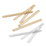 50Pcs Raw Brass Silver Plated Rectangle Bar Charms