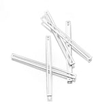 50Pcs Raw Brass Silver Plated Rectangle Bar Charms