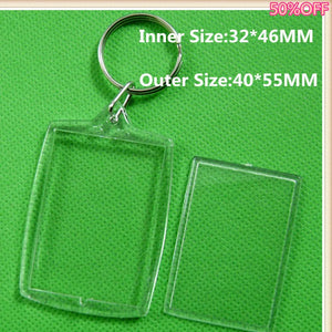 50Pcs/Lot Acrylic Clear Insert Photo Frame Keychain DIY Key Chain Gift