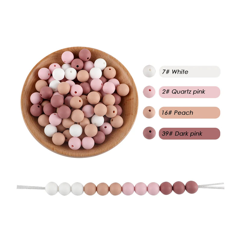 50Pcs/Lot Silicone Beads 9/12/15MM DIY Necklace Bracelet Jewelry Accessories