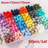 50Pcs/Lot Silicone Beads 9/12/15MM DIY Necklace Bracelet Jewelry Accessories