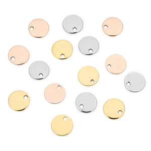 50Pcs Stainless Steel Blank Tags for Jewelry Making Round Charms Pendant