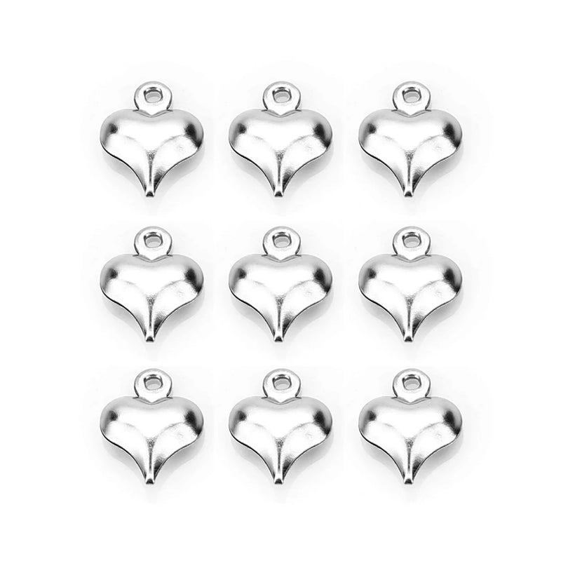 50Pcs Hollow Peach Heart Stainless Steel Charms 7.5*9.5mm