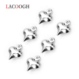 50Pcs Hollow Peach Heart Stainless Steel Charms 7.5*9.5mm
