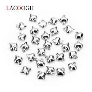 50Pcs Hollow Peach Heart Stainless Steel Charms 7.5*9.5mm