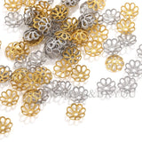 50Pcs Stainless Steel Flower Petal End Spacer Beads Caps Charms Bead Cups