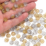 50Pcs Stainless Steel Flower Petal End Spacer Beads Caps Charms Bead Cups
