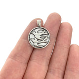 50Pcs Tibetan Silver Bird Pigeon Round Charms Pendants DIY Jewelry Making