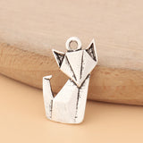 50Pcs Tibetan Silver Paper Fox Origami Charms Pendants for DIY Jewelry Making