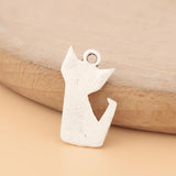 50Pcs Tibetan Silver Paper Fox Origami Charms Pendants for DIY Jewelry Making