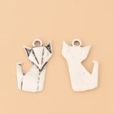 50Pcs Tibetan Silver Paper Fox Origami Charms Pendants for DIY Jewelry Making