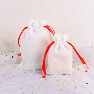 50Pcs Jute Bags 10x14cm 13x18cm Linen Pouches Red Drawstring Gift Bag