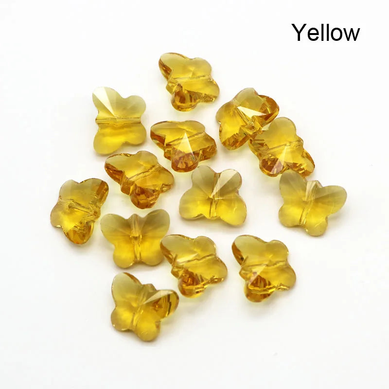 50Pcs Yellow Butterfly Crystal Beads Pendant 12x14MM for Jewelry Making