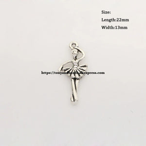 (50Pcs/Lot) Tibetan Silver European Charm Ballet-Shape Pendant 22X13mm AD7993