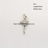 (50Pcs/Lot) Tibetan Silver European Charm Ballet-Shape Pendant 22X13mm AD7993