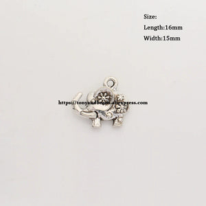 (50 pcs) Tibetan Silver European Charm Flower Elephant Pendant