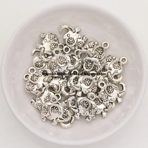 (50 pcs) Tibetan Silver European Charm Flower Elephant Pendant