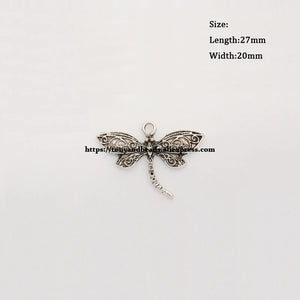 50Pcs Tibetan Silver European Charm Half Dragonfly Pendant 27X20mm HA2284