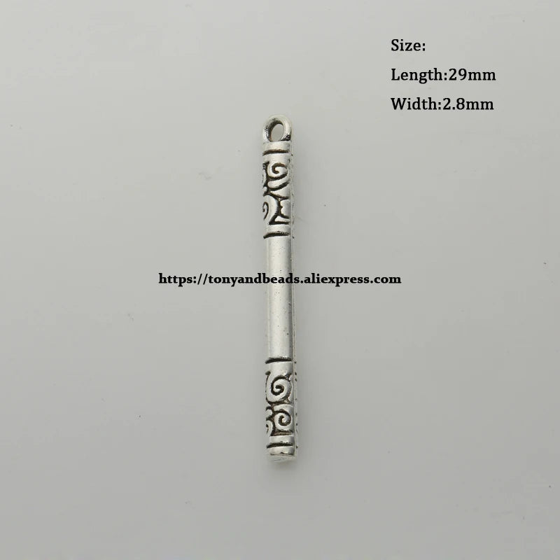 (50Pcs/Lot) Tibetan Silver Stick-Shape Pendant 29X2.8mm