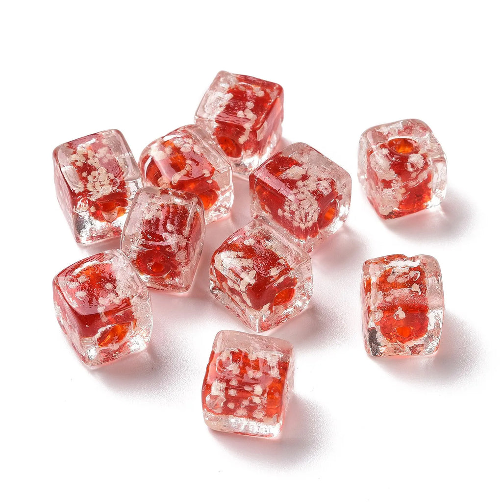 50Pcs Luminous Glass Bead Colorful Spacer Beads 11x11x10mm