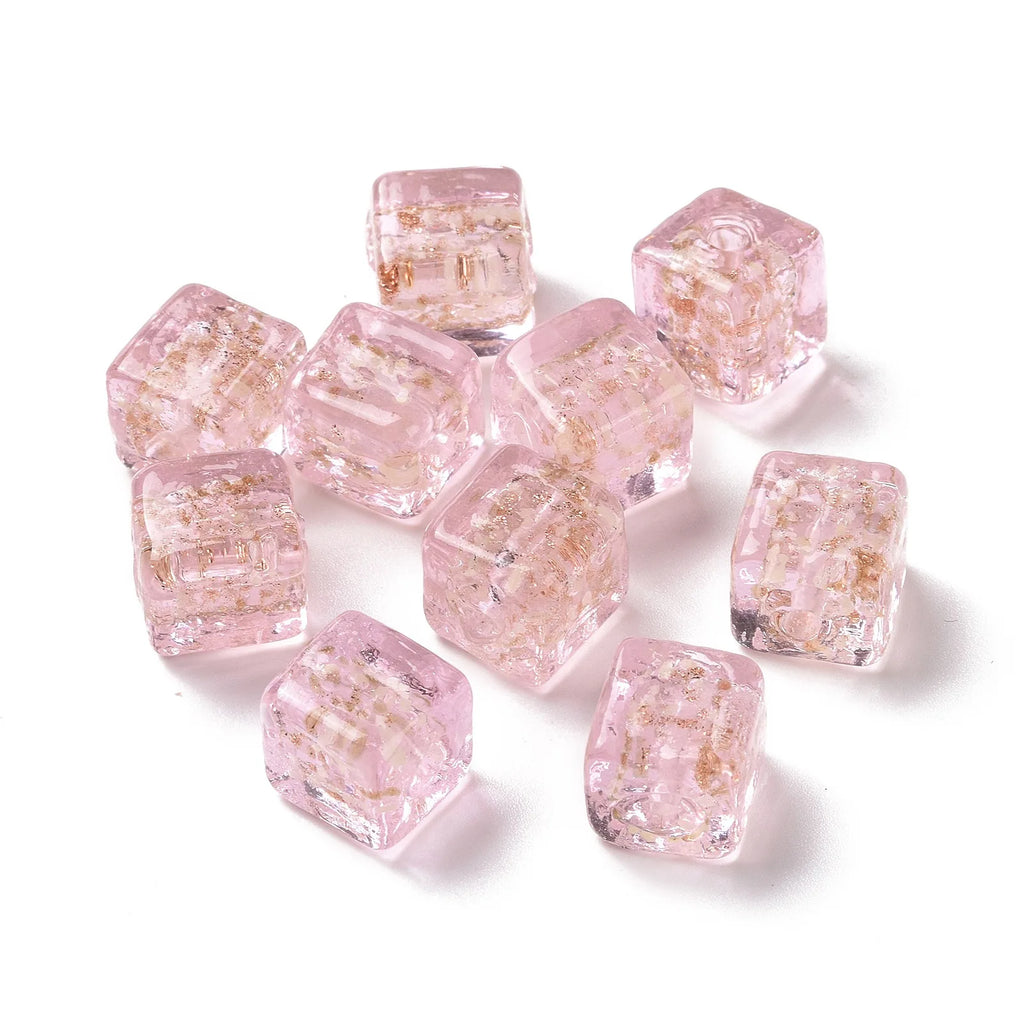 50Pcs Luminous Glass Bead Colorful Spacer Beads 11x11x10mm