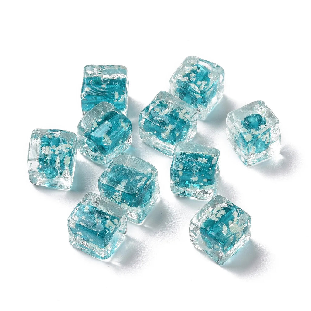 50Pcs Luminous Glass Bead Colorful Spacer Beads 11x11x10mm