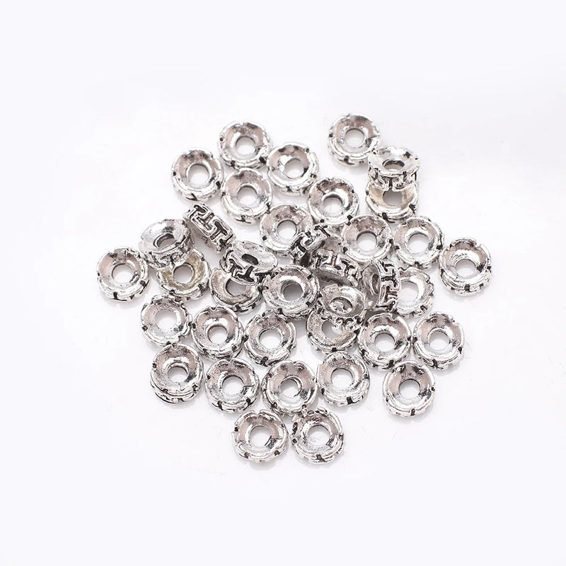 50Pcs Tibetan Silver Spacer Beads for Earring Necklace Bracelet DIY Crafts