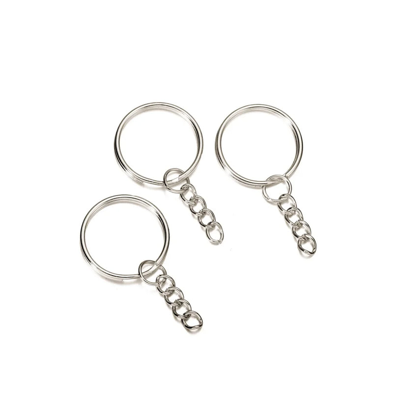50Pcs Metal Blank Keyring Keychain Split Ring Keyfob Key Holder Rings