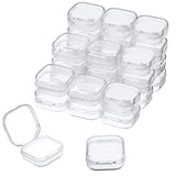 50Pcs Mini Square Transparent Plastic Jewelry Storage Case for Earrings Rings