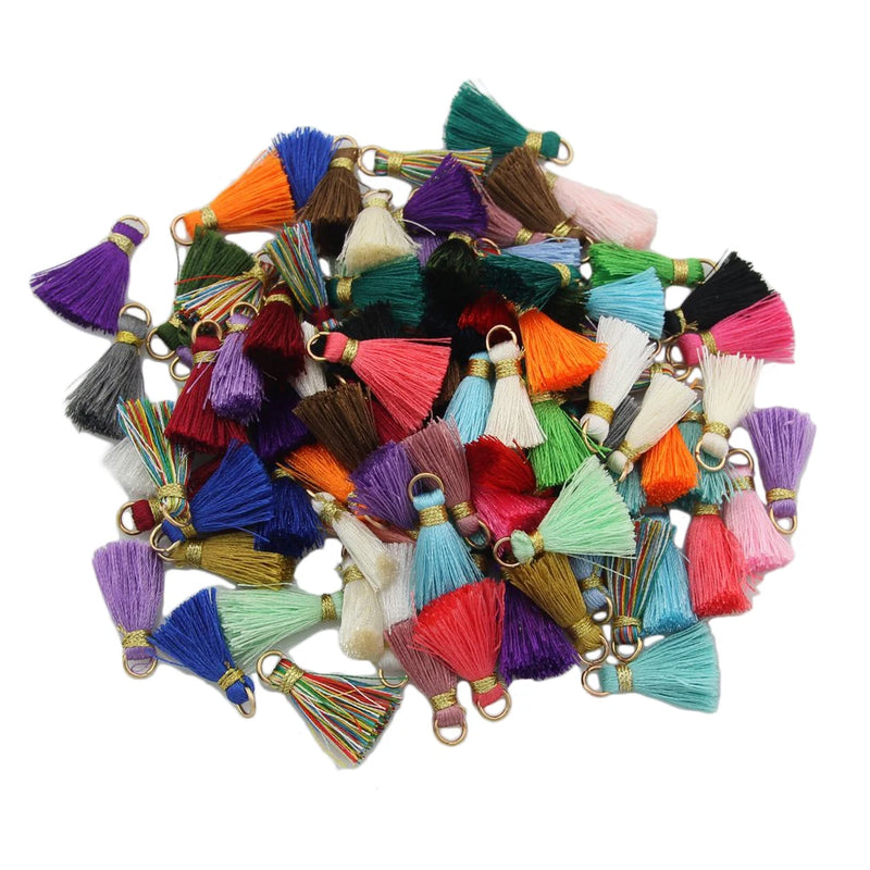 50Pcs Mix Tassel Silk Brush Pendant Charms for Jewelry Making DIY