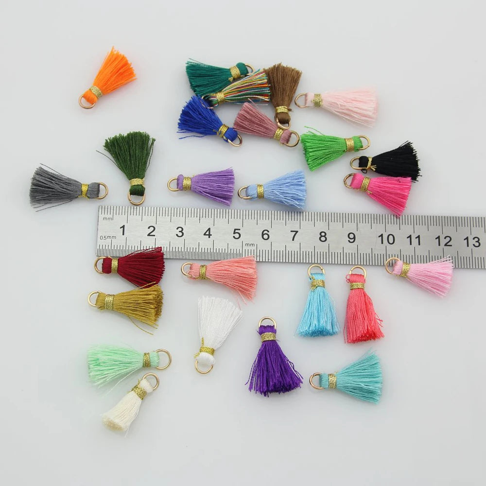 50Pcs Mix Tassel Silk Brush Pendant Charms for Jewelry Making DIY