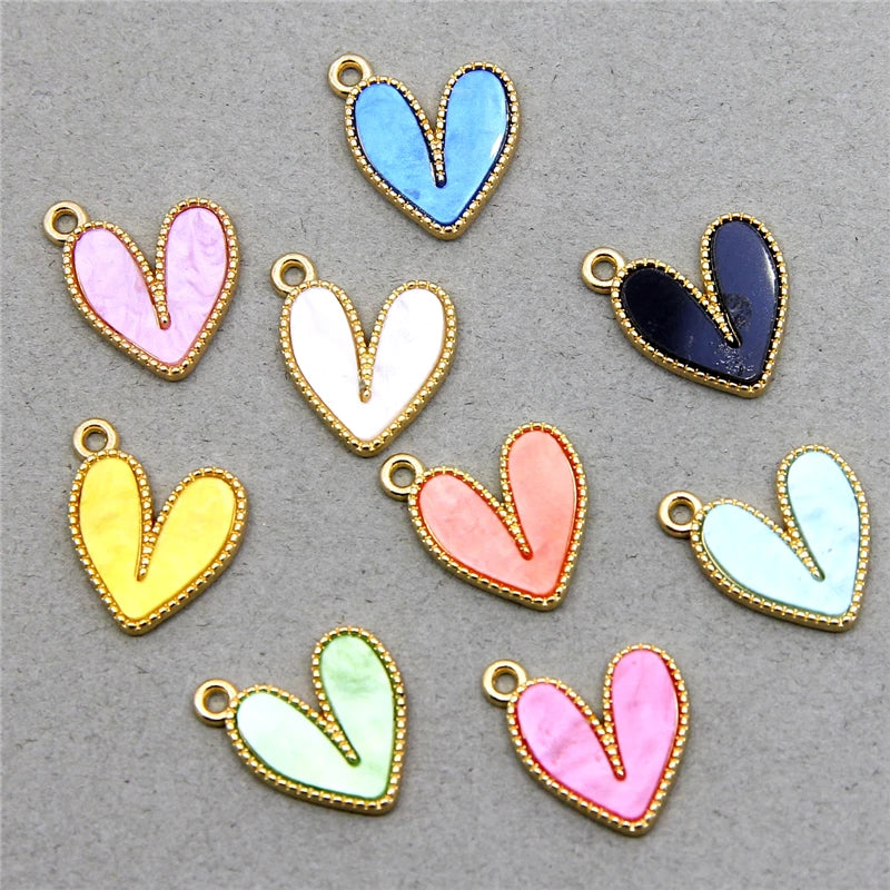 50Pcs Love Heart Pendant Charm For DIY Jewelry Making