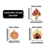 50Pcs Mixed Alloy Enamel Mushroom Flower Charms Pendants For DIY Jewelry Making