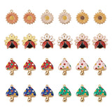 50Pcs Mixed Alloy Enamel Mushroom Flower Charms Pendants For DIY Jewelry Making