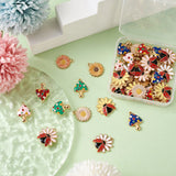 50Pcs Mixed Alloy Enamel Mushroom Flower Charms Pendants For DIY Jewelry Making