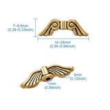 50Pcs Antique Golden Angel Wing Spacer Beads for Jewelry Making DIY