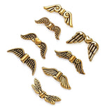 50Pcs Antique Golden Angel Wing Spacer Beads for Jewelry Making DIY