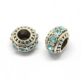 50Pcs Alloy Rhinestone European Beads Large Hole Bead For Bracelet DIY Craft