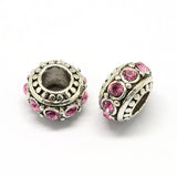 50Pcs Alloy Rhinestone European Beads Large Hole Bead For Bracelet DIY Craft