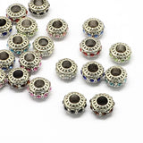 50Pcs Alloy Rhinestone European Beads Large Hole Bead For Bracelet DIY Craft