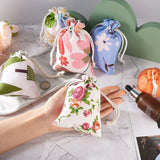 50Pcs Mixed Plant Pattern Cloth Drawstring Bags DIY Jewelry Gift Storage