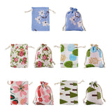 50Pcs Mixed Plant Pattern Cloth Drawstring Bags DIY Jewelry Gift Storage